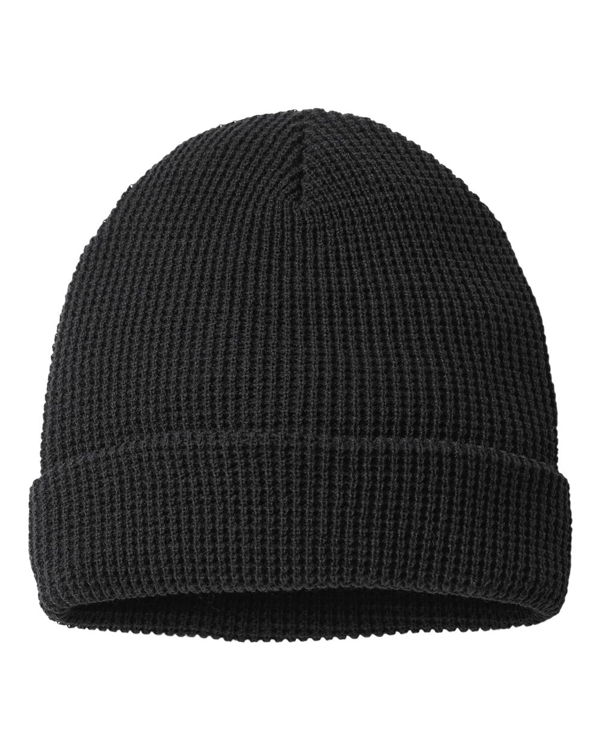 Waffle Cuffed Beanie Embroidery